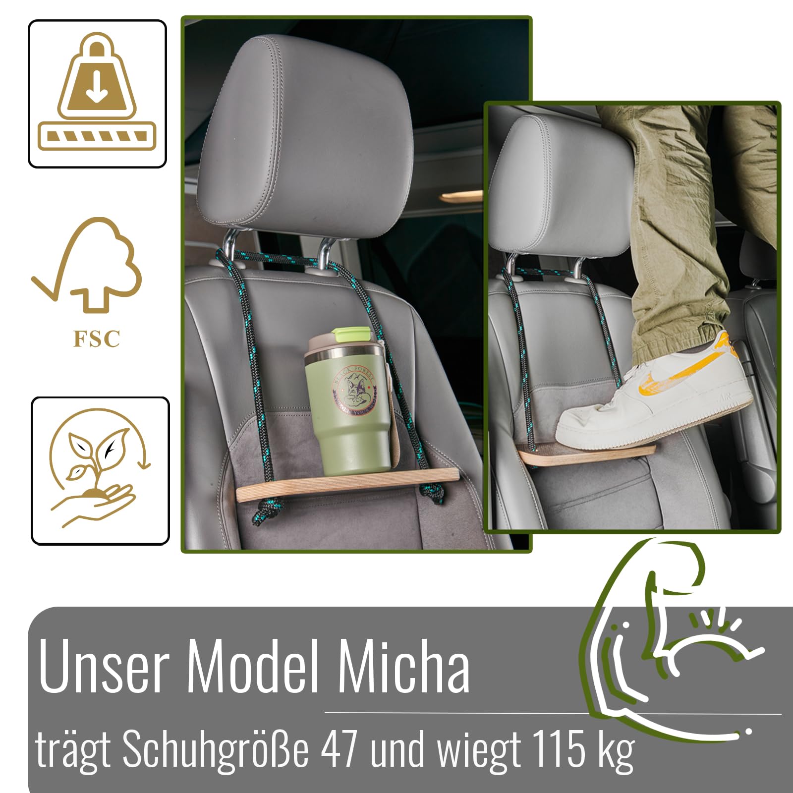 HOLZI/KRAXLER Camper Aufstiegshilfe – Trittstufe mit Tablet-Halterung für Heckbett, VW Grand California, Knaus, Adria (Aufstieghilfe Holzi)