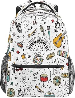 Bolsa escolar para meninos e meninas mochila para estudantes de instrumentos musicais bolsa para livros de ombro para meninos meninas leve durável médio ensino médio ensino médio bolsa para viagem caminhada acampamento mochila, Multicolorido, One Size, Clássico