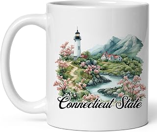 Connecticut State Ceramic Coffee Mug 11oz Constitution State – Tea Coffee Mug with Comfortable Grip – Unique Travel Gift Cup for Office or Home – Vibrant Long-Lasting Print ID44991