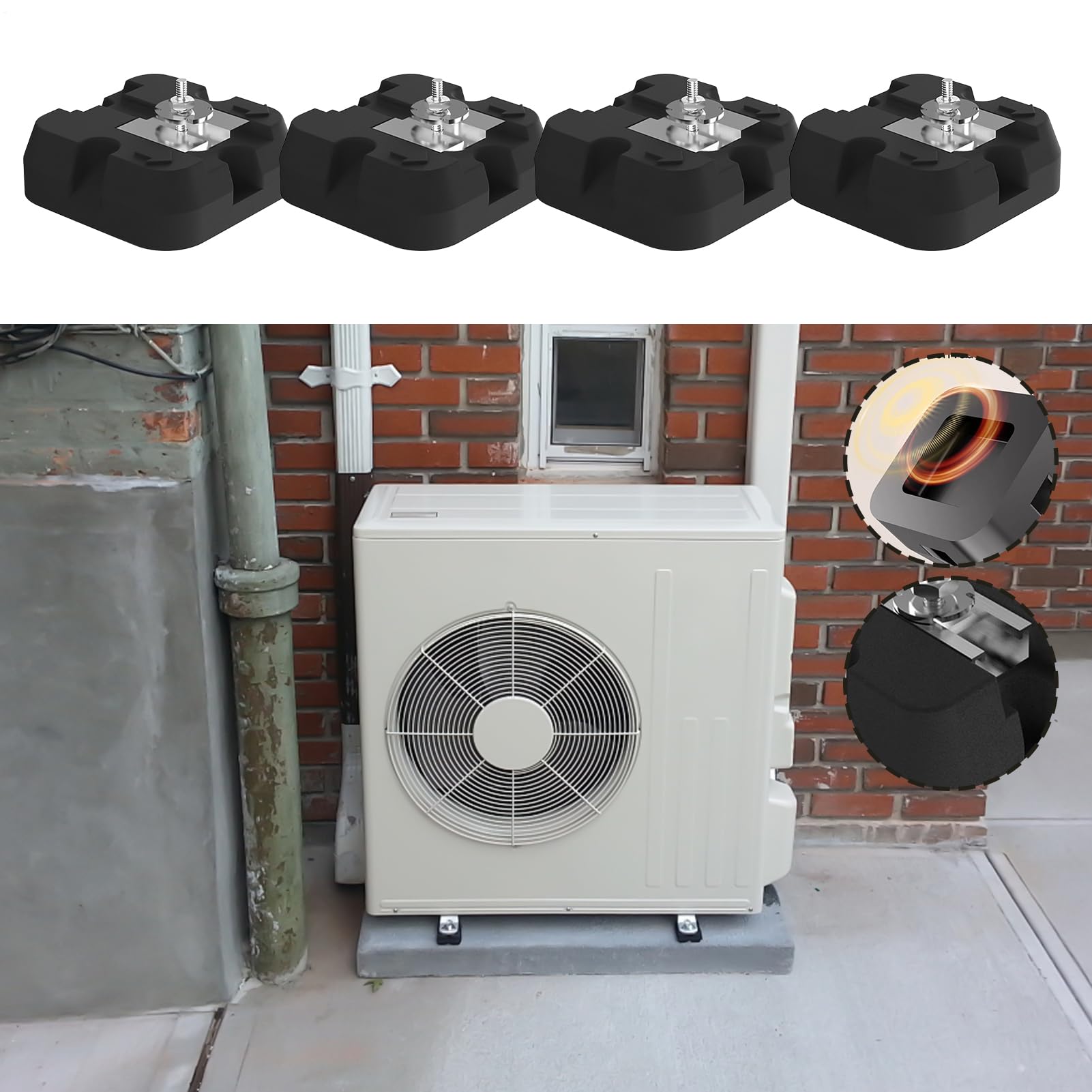 Soportes Base Para Aire Acondicionado Split Base para Bomba de Calor | 4 Piezas Soportes Antivibración Capacidad 500 kg