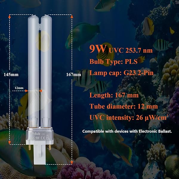 AffyBulb 2 * 9 W G23 PLS Ersatz-UV-Leuchtmittel, für Teich-UVC-Filter, Maschine oder Klärer - 5
