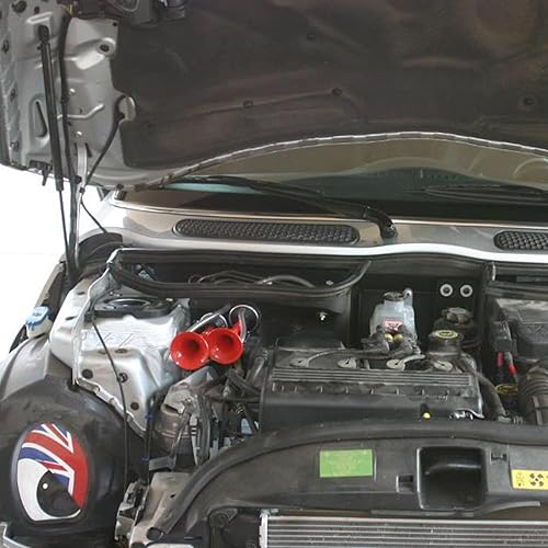 Miniatura 2 de Spec-D Tuning Bocina de aire de doble trompeta roja 115db 12V doble trompeta con kit de compresor