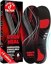 CRUVHEAL 220+ lbs Plantar Fasciitis High Arch Support Insoles Men Women - Orthotic Shoe Inserts - Boot Work Shoe Insole (M, Black)