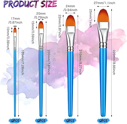 Miniatura 9 de Juego de 48 pinceles de pintura acrílica, pincel pequeño, pintura a granel, pintura de madera, pinceles de pintura de madera, manualidades, niños,