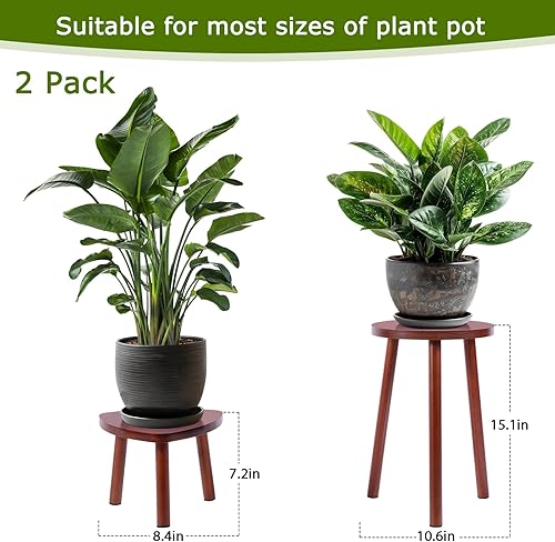 Miniatura 2 de Soporte para plantas de interior, paquete de 2 mesas individuales para interiores, soporte para maceta, estante multiusos para plantas para sala de