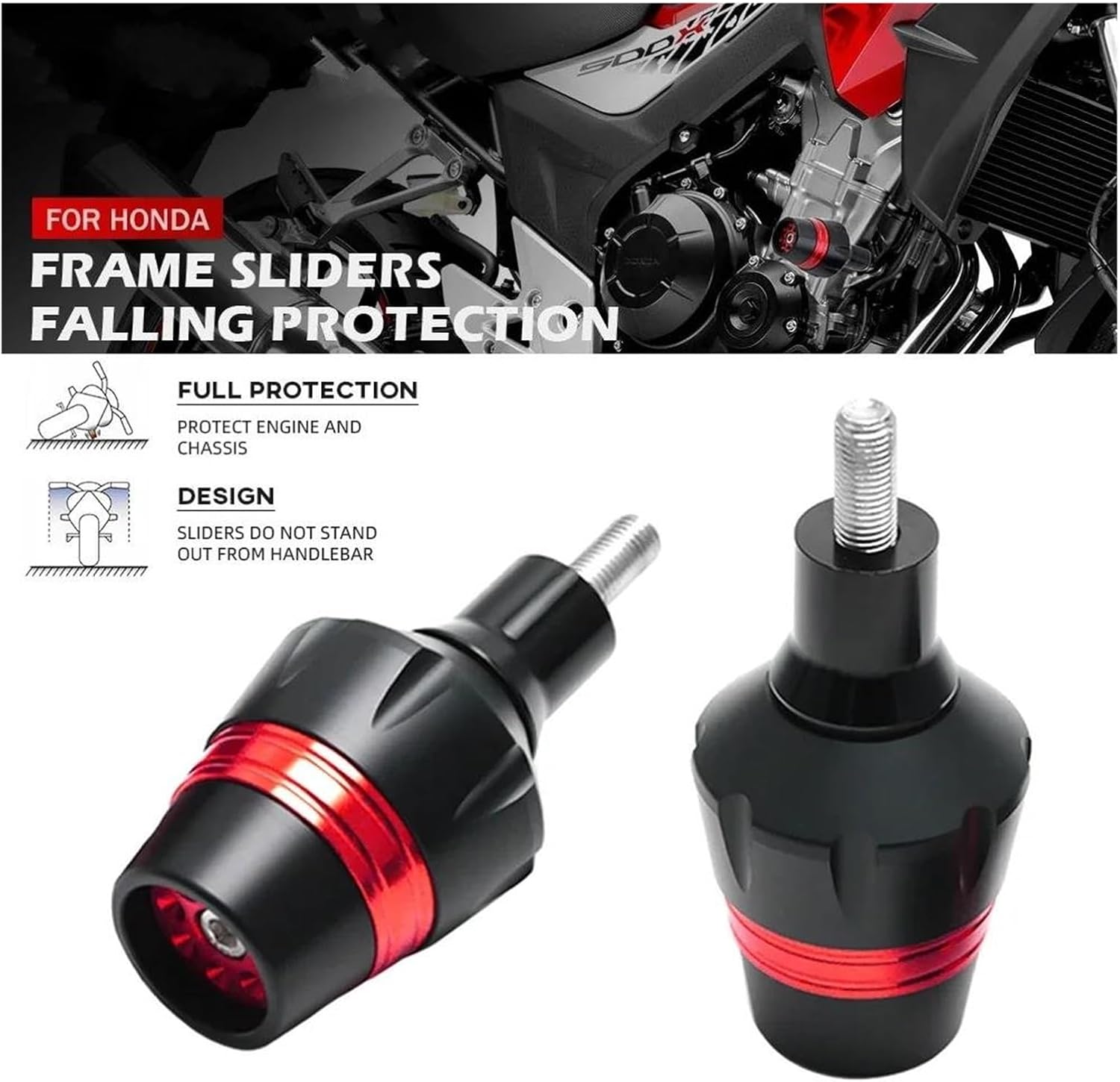 ホンダ CB500X CB500F CMX 500 Rebel 2013-2023 【オートバイフロントリアアクスルプロテクターフォーククラッシュスライダー】 用オートバイ落下保護エンジンクラッシュ