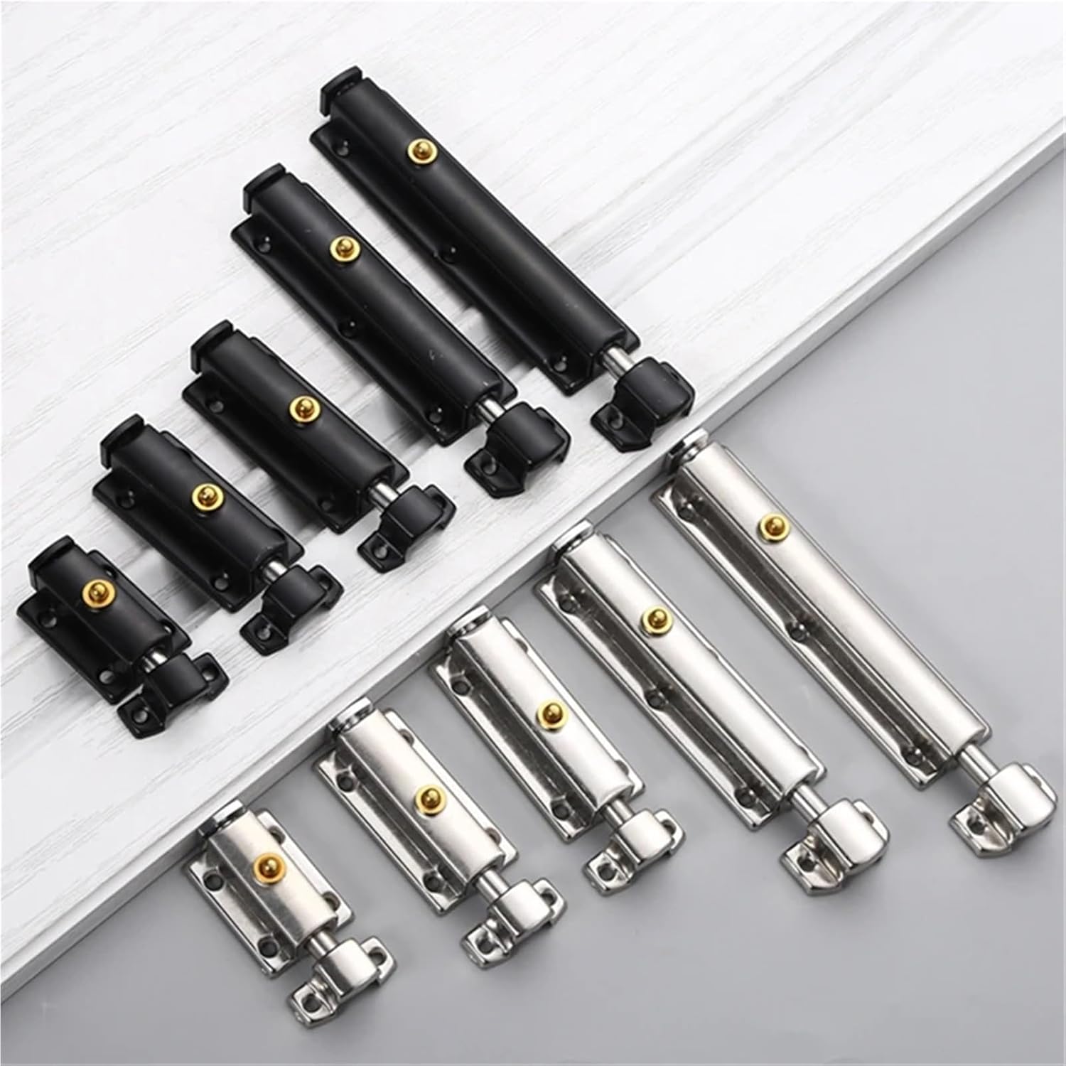 Stainless Steel Automatic Latchs Door Bolt Door Buckle Spring Door Latch Thickened Door Locks 1Pcs(4 inch-Black)