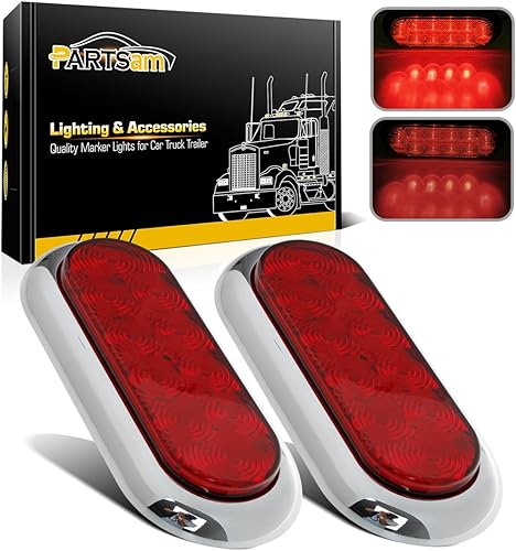 Partsam 2 x 6 luces LED ovaladas blancas para remolque, 10 luces LED transparentes oblongas para remolque, camión, luz de respaldo inversa, montaje