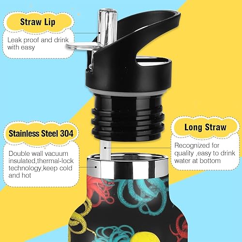 Miniatura 3 de Kids Water Bottle for School, Water Bottle Stainless Steel for Travel or School 20 Oz, BPA-Free, Colorful Octopuses