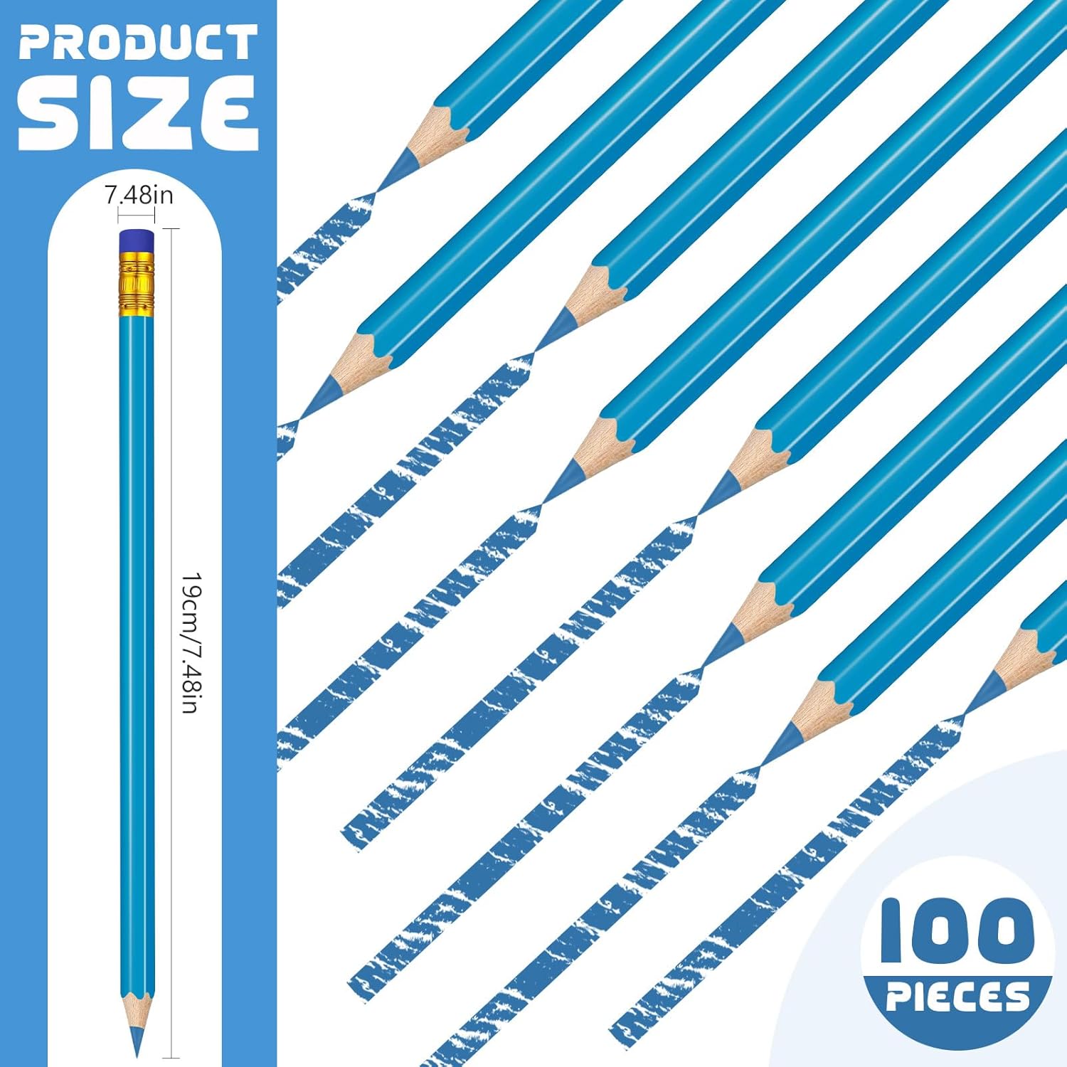 Sivak 100 Pack Checking Pencils with Eraser Erasable Colored Pencils Presharpened Checking Correcting Pencils Grading Pencils for Drawing Art Checking Map Coloring Tests Grading Tests (Blue)
