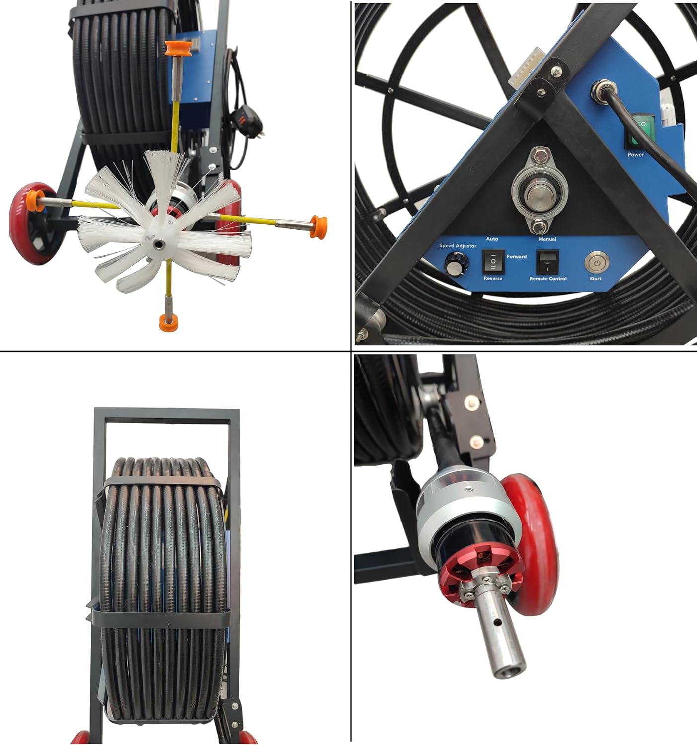 TECHTONGDA Commercial Duct Cleaning Machine, Rotary Brush Duct Pipe Cleaning Machine, 110V Air Conditioner Duct Cleaning Brushes with 72 ft Soft Shaft Length, Applicable Pipe Diameter 3.15-31.5 INCH