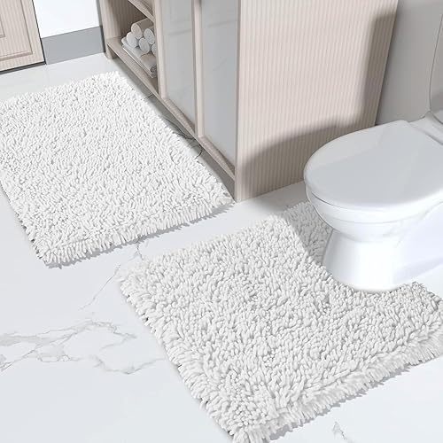 Miniatura 70 de Yimobra Juego de 2 alfombras de baño, alfombra de baño suave y absorbente y alfombra de inodoro en forma de U con respaldo antideslizante, alfombras