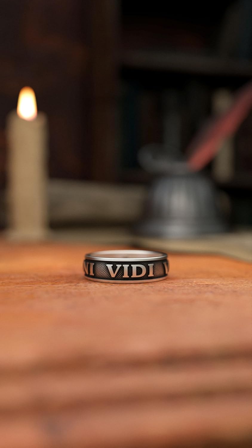 Veni Vidi Vici Ring - 925 Sterling Silver, Handcrafted Inspirational Latin Phrase Jewelry
