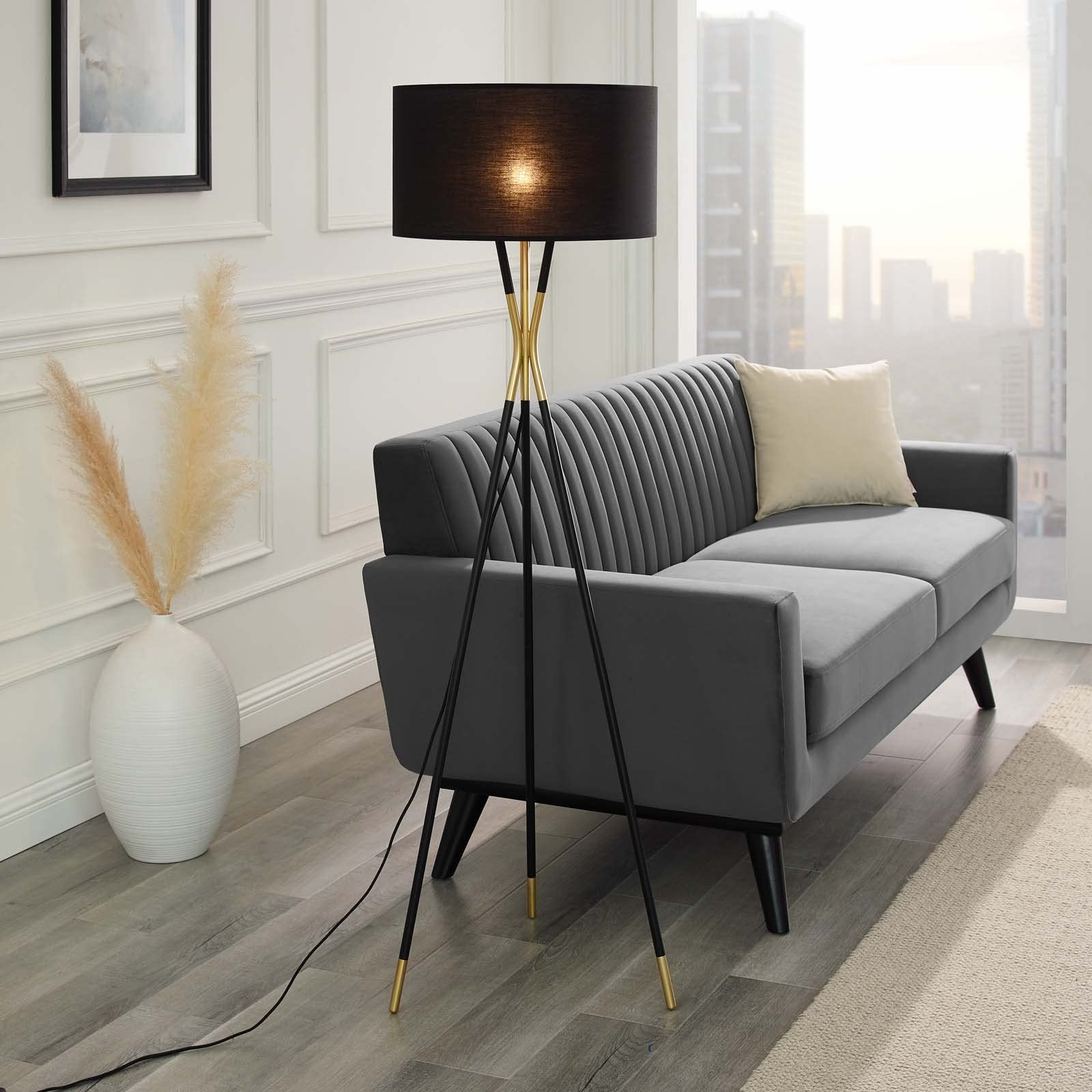 Audrey Standing Floor Lamp in Black Black