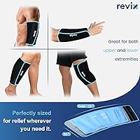 Vista 5 de REVIX Paquete de 2 paquetes de hielo XL para espinilleras reutilizables para alivio de molestias en el codo de pantorrilla, pierna y codo, envoltura