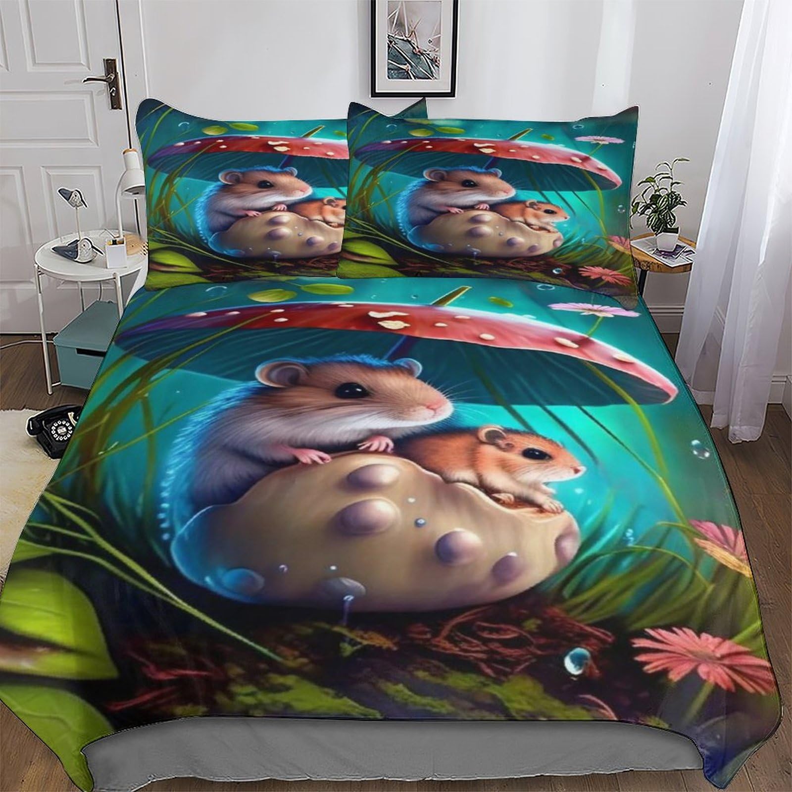 Housse de couette souris 220x240cm sans repassage pour lit king size