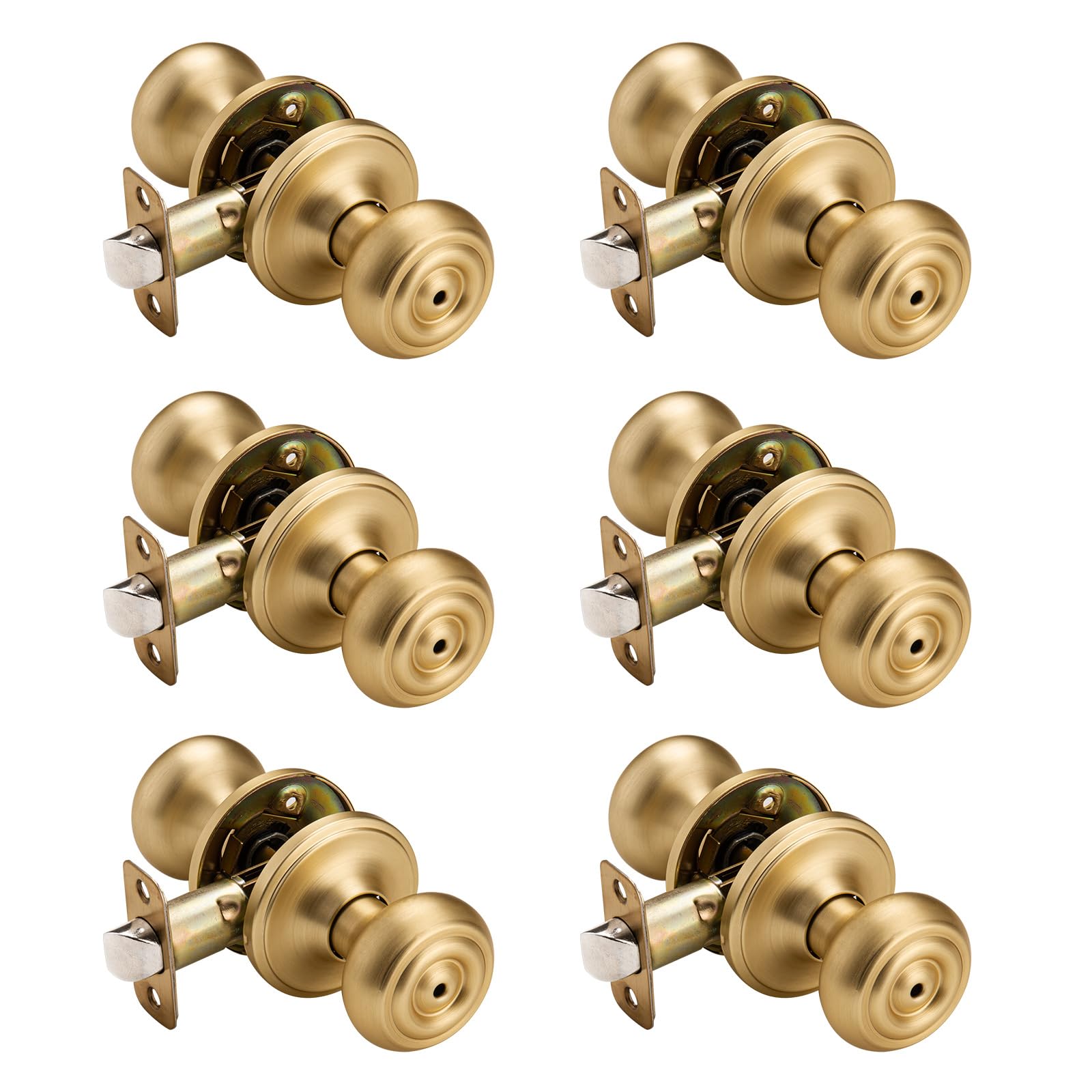 Antique Brass Door Knobs - 6 Pack -17