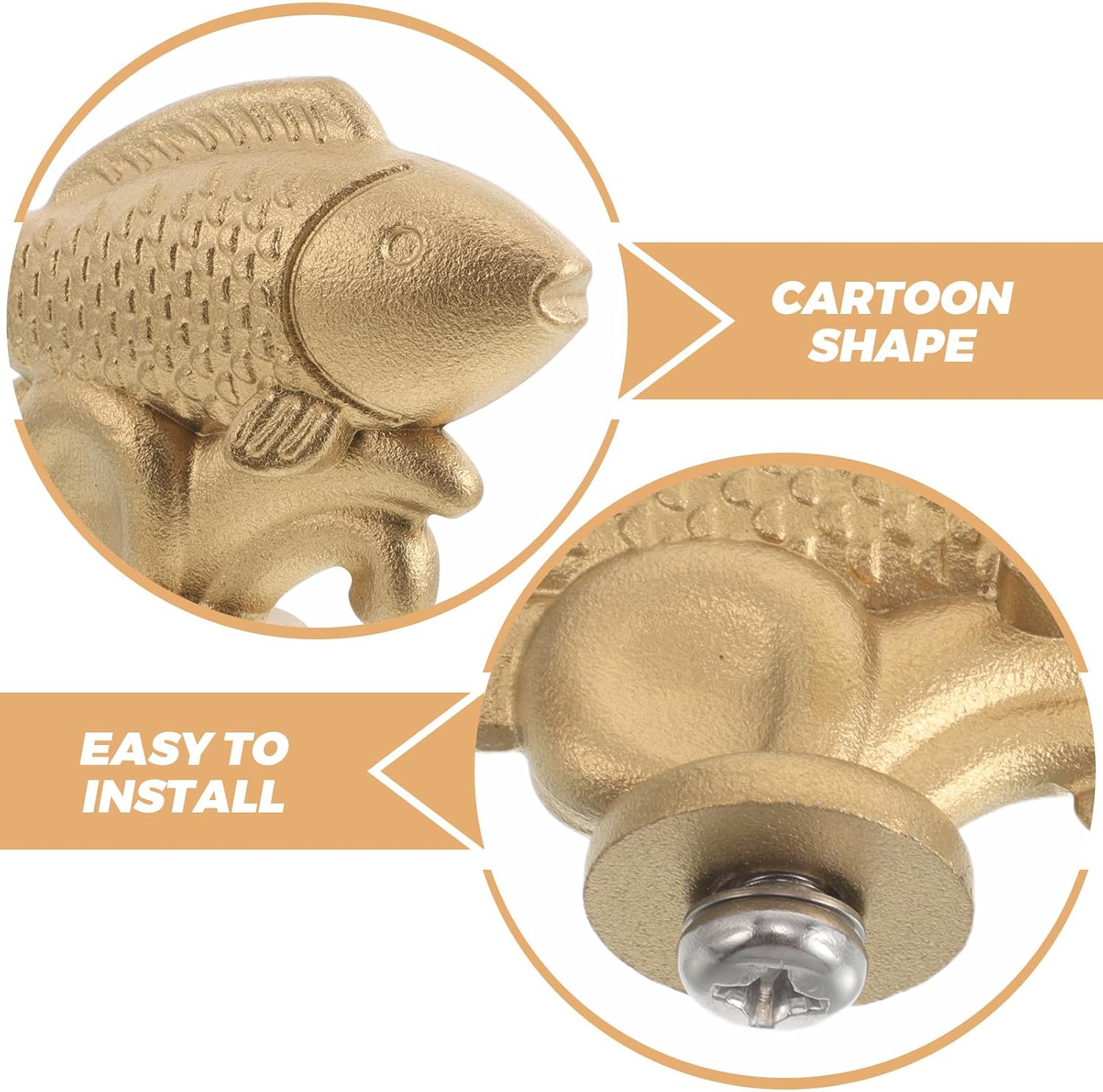 KICHOUSE Pot Lid Knobs: Cast Iron Animal Fish Shape Pan Handle, Anti-Scald Replacement Handles Grip for Kitchen Pan, Skillet, Slow Cooker Covers Cookware