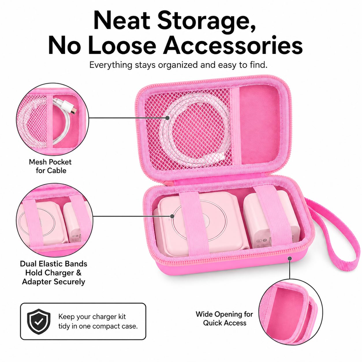 Funda de viaje para UCOMX para Nano/para Rtops/para Hicober/para Iseyyox cargador inalámbrico 3 en 1, estación de carga magnética plegable para cable y adaptador de almohadilla de carga rápida, color