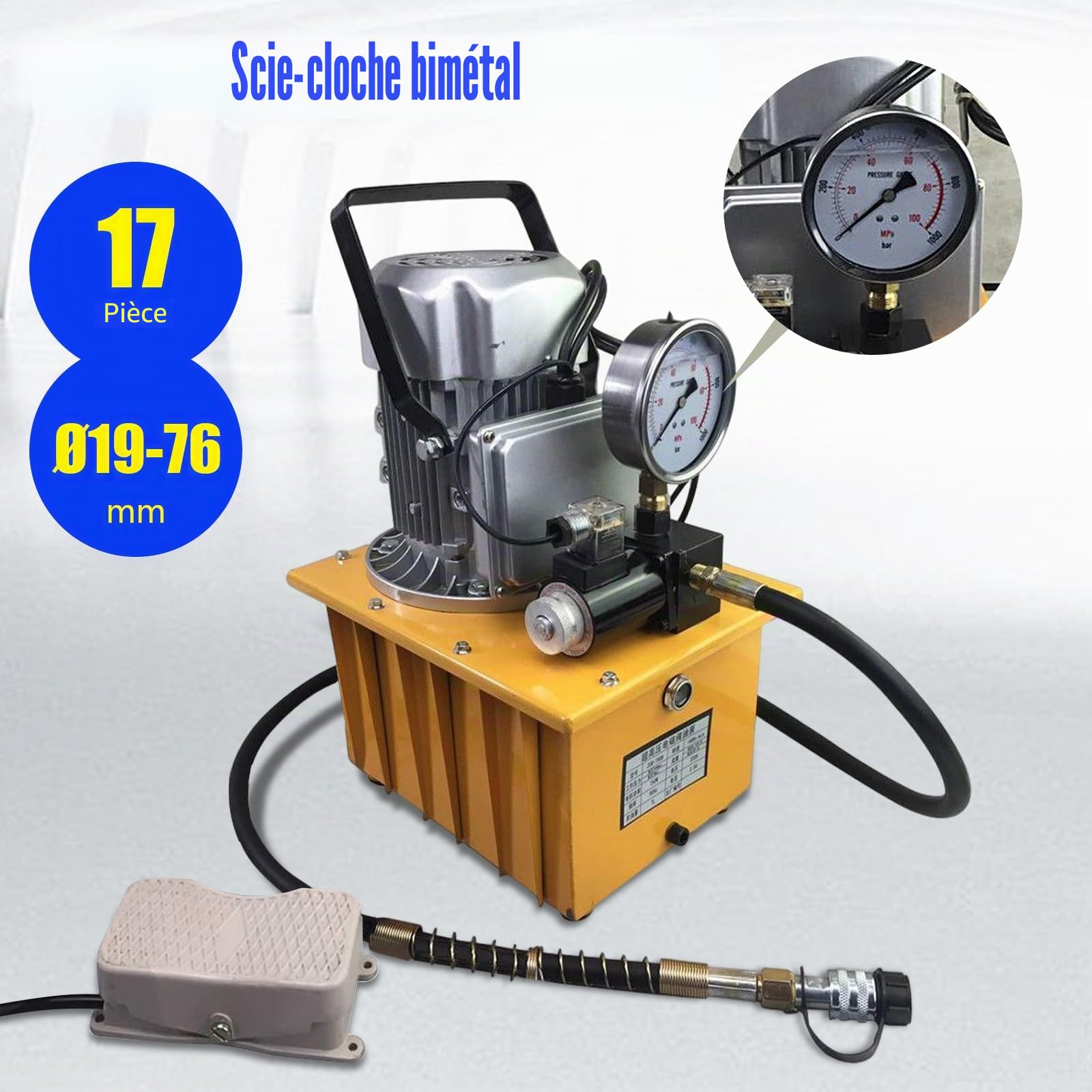 Pompe hydraulique électrique 750 W, 220 V 700 bar Pompe électro-hydraulique avec valve magnétique, groupe hydraulique 28 kg