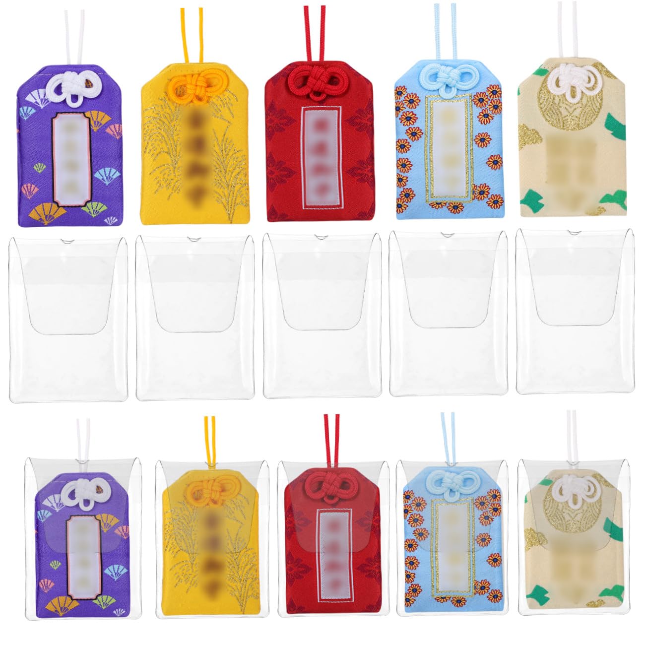 XHBTS Bustina Giapponese Omamori Amuleto Santuario Giapponese Omamori Charm Borsa Benedizione Portafortuna Rosa 5 Monete Cinesi Feng Shui E Monete