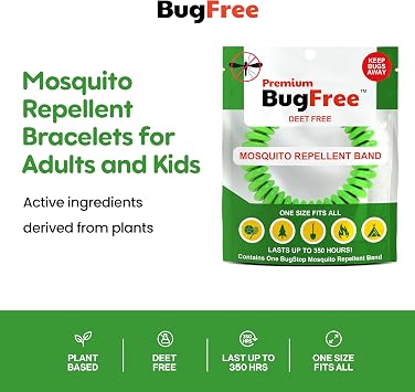 Mosquito Repellent Bracelets (10 Pack) Mosquito Repellent Bracelets for Adults and Kids - Premium DEET-Free Bands - 10 Multicolor Bands - Individually Wrapped