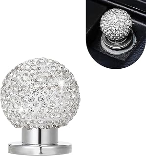 Bling Car Engine Start Button Cover, Crystal Rhinestones Ball Push Start Button Sticker with Base, Self-Adhesive Diamond Ignition Switch Decor Cover, Universal for Most Cars (White)