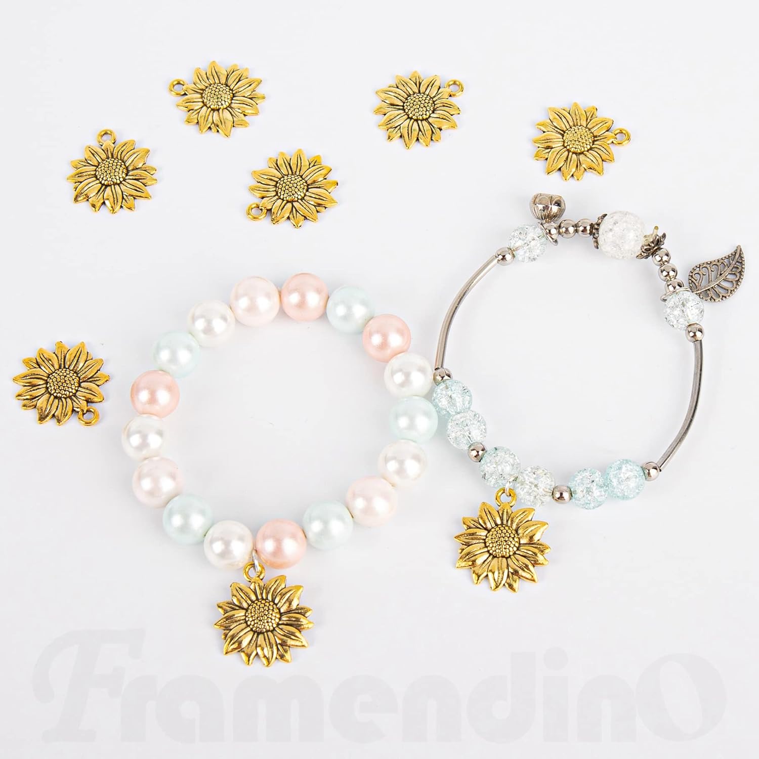 Framendino, 120 Pack Vintage Antique Gold Sunflower Charms Pendant for Jewelry Making Supplies - Image 9