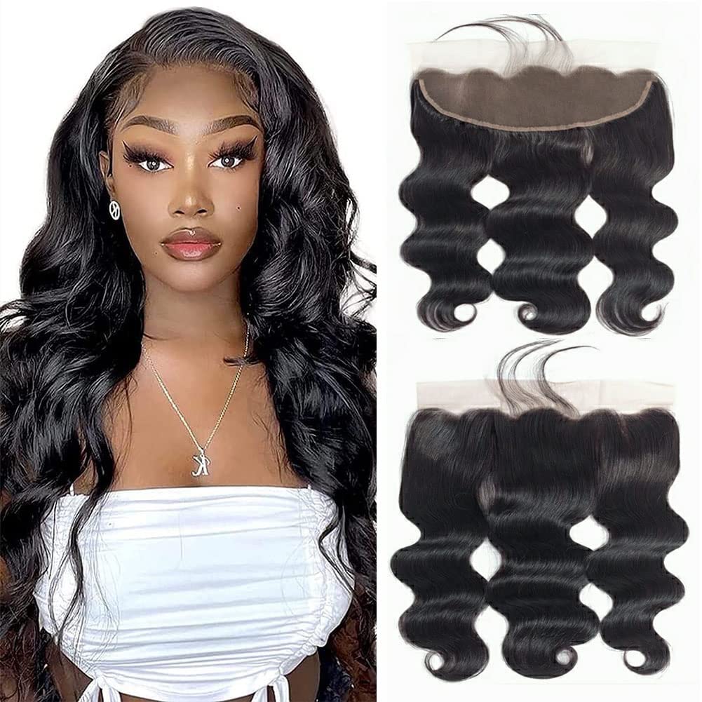 20 Inch 13x4 HD Lace Frontal Closure 100% Brazilian Virgin Human Hair Body Wave Ear to Ear Transparent Lace Frontal Pre Plucked with Baby Hair