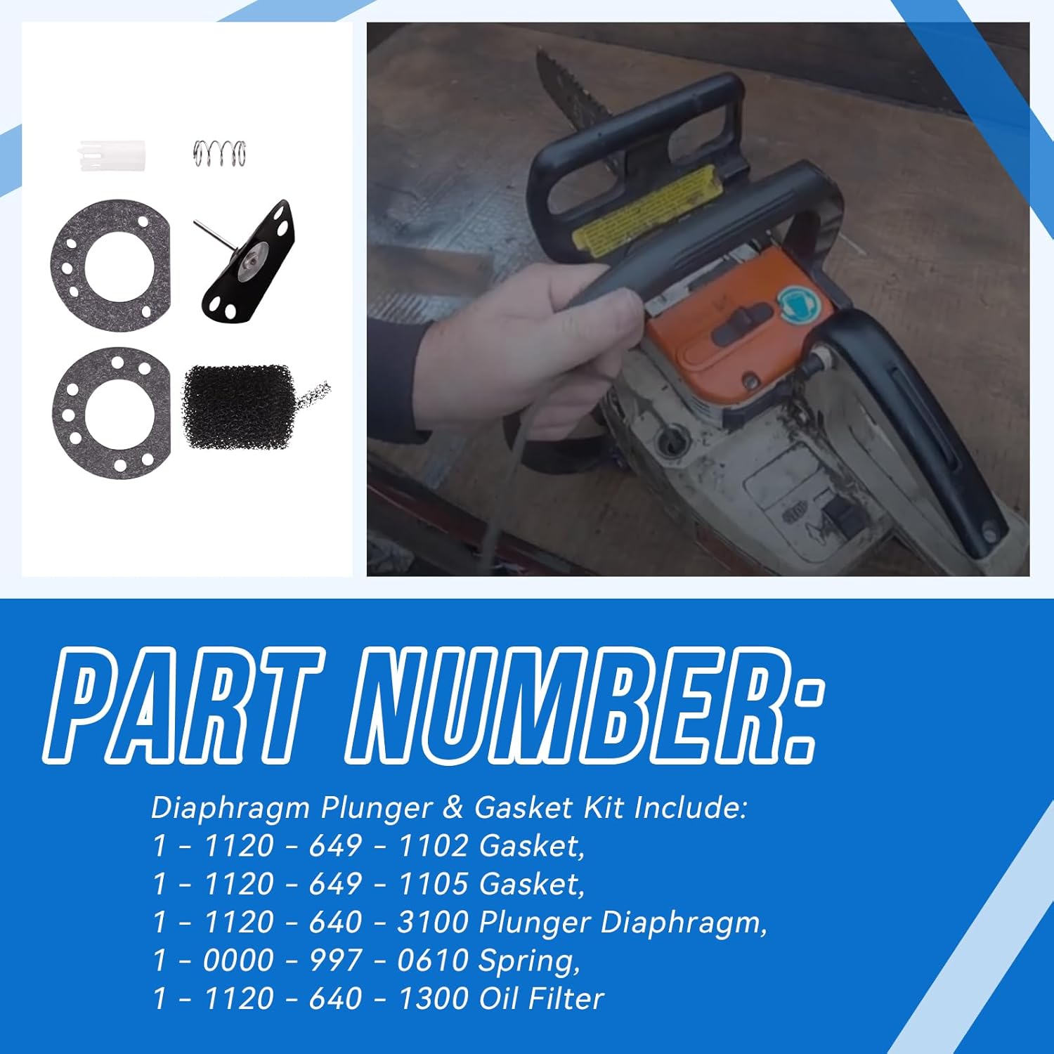 Diaphragm Plunger & Gasket Kits Compatible with Stihl 009 010 011 012 Chainsaw