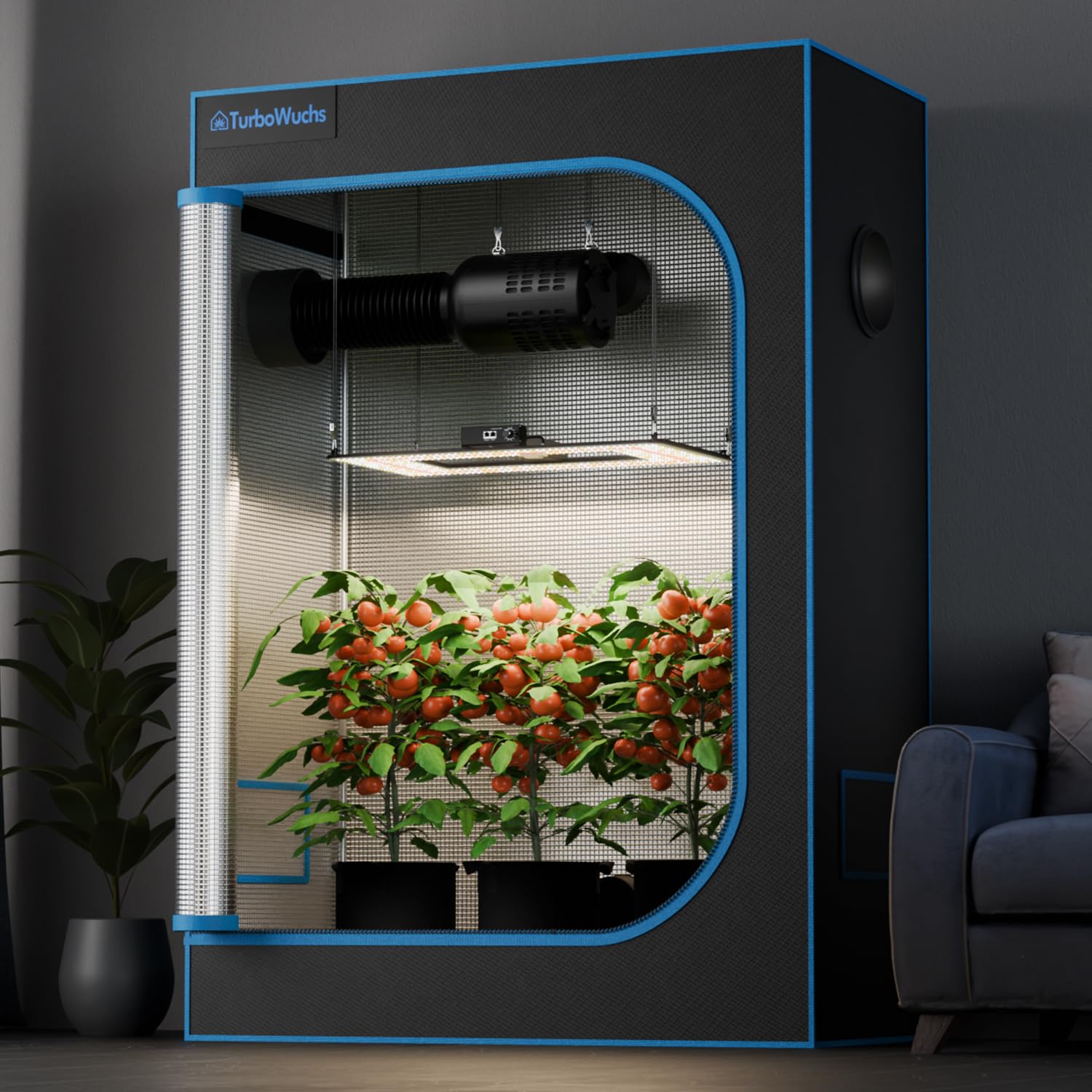 Turbo2000 LED Grow Lampe LM301H EVO Dioden 240W Vollspektrum Pflanzenlampe Dimmbar mit Timer für Zimmerpflanzen Blumen Gemüse Growzelt 150x90cm, 120x60cm