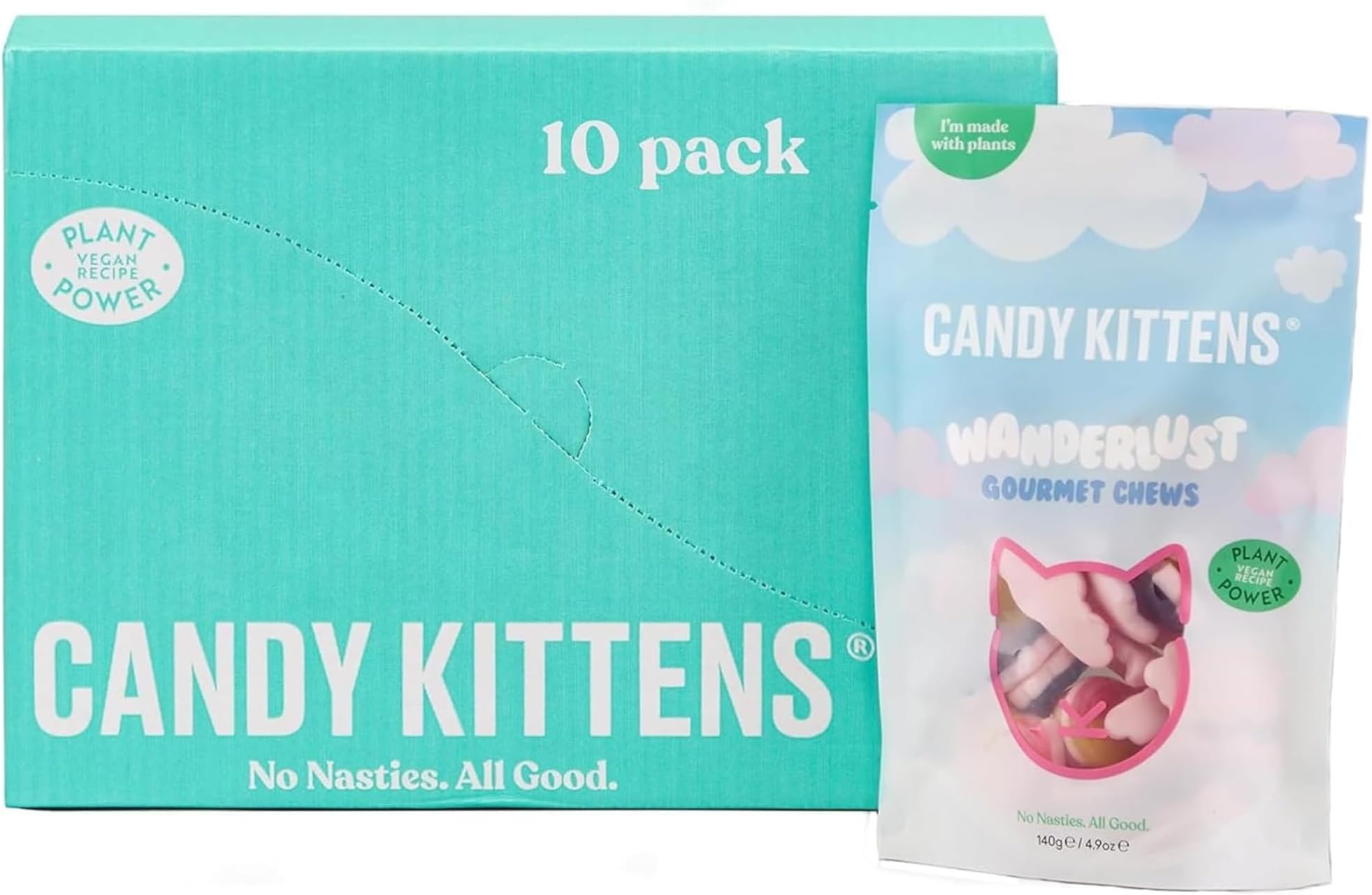 Candy Kittens Vegan Sweets, Wanderlust (140g, Pack of 10) – Fizzy Sweets, Che...