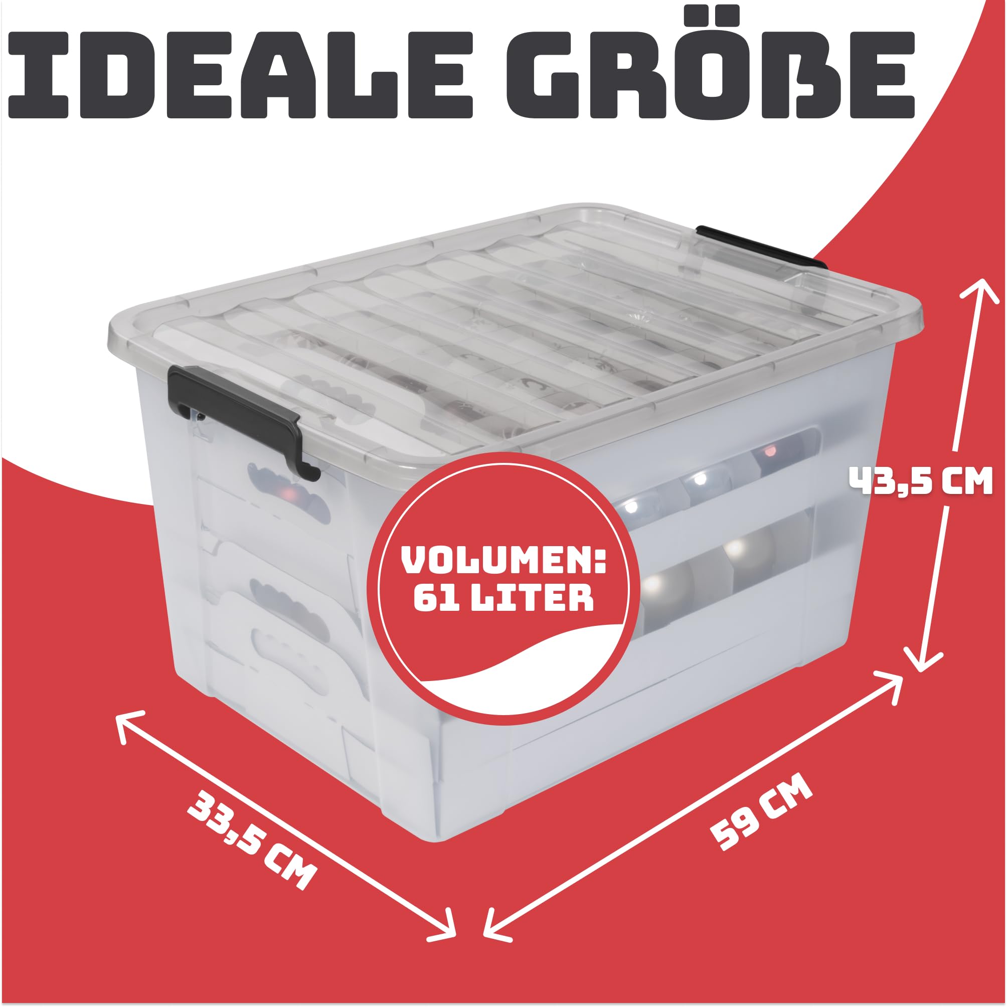 Aufbewahrungsbox Weihnachtskugeln I 61L I Sicherheit und Aufbewahrung für jede Christbaumkugel und die Weihnachtsdeko I Optimale Kiste bzw. Weihnachtskiste für Weihnachten I 2er Set