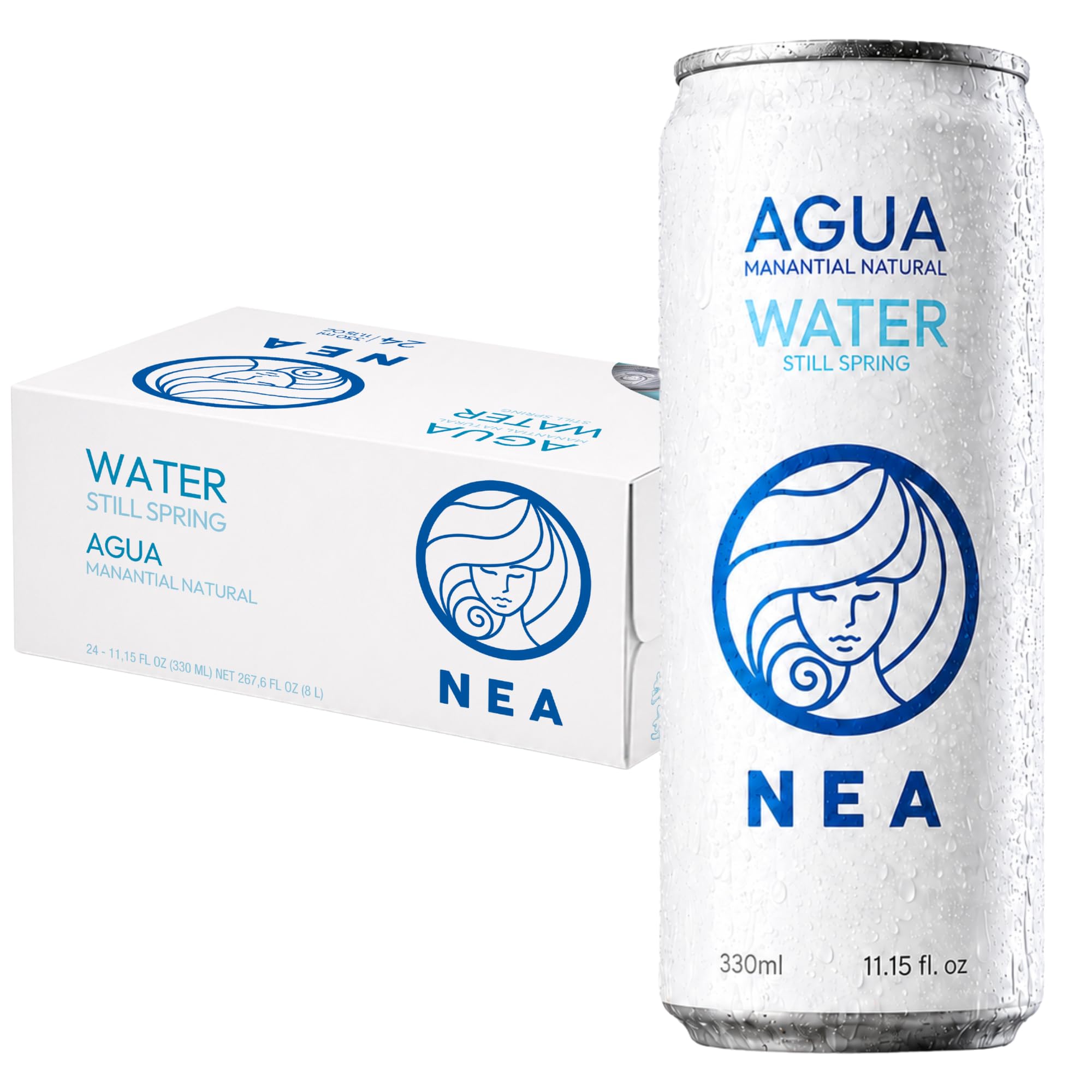 NEA Agua de Manantial en Lata - Manantial Alpes Austríacos - Pack 24 Latas 33cl - Aluminio Sin Plástico BPA Free - Sin Retrogusto Metálico - Hidratación Responsable