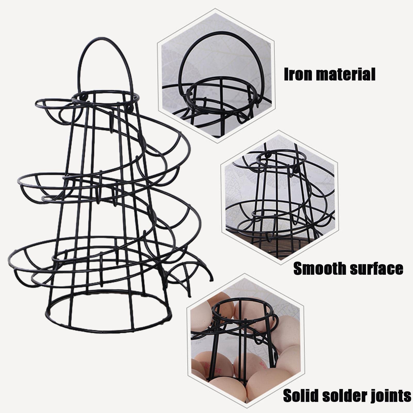 Distributeur D'Œufs En Spirale 360° – Porte-Œufs Fil De Fer Chromé, Capacité 15-20 Œufs, Support Pivotant Cuisine Et Réfrigérateur