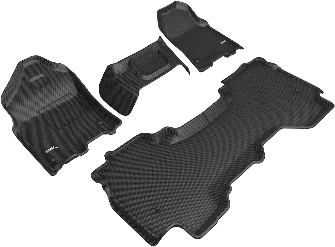 3D MAXpider Custom Fit Kagu Floor Mat (Black) Compatible with Dodge Ram 1500 Quad Cab 2019-2024 (w/ Bench Front Row) - Full Set
