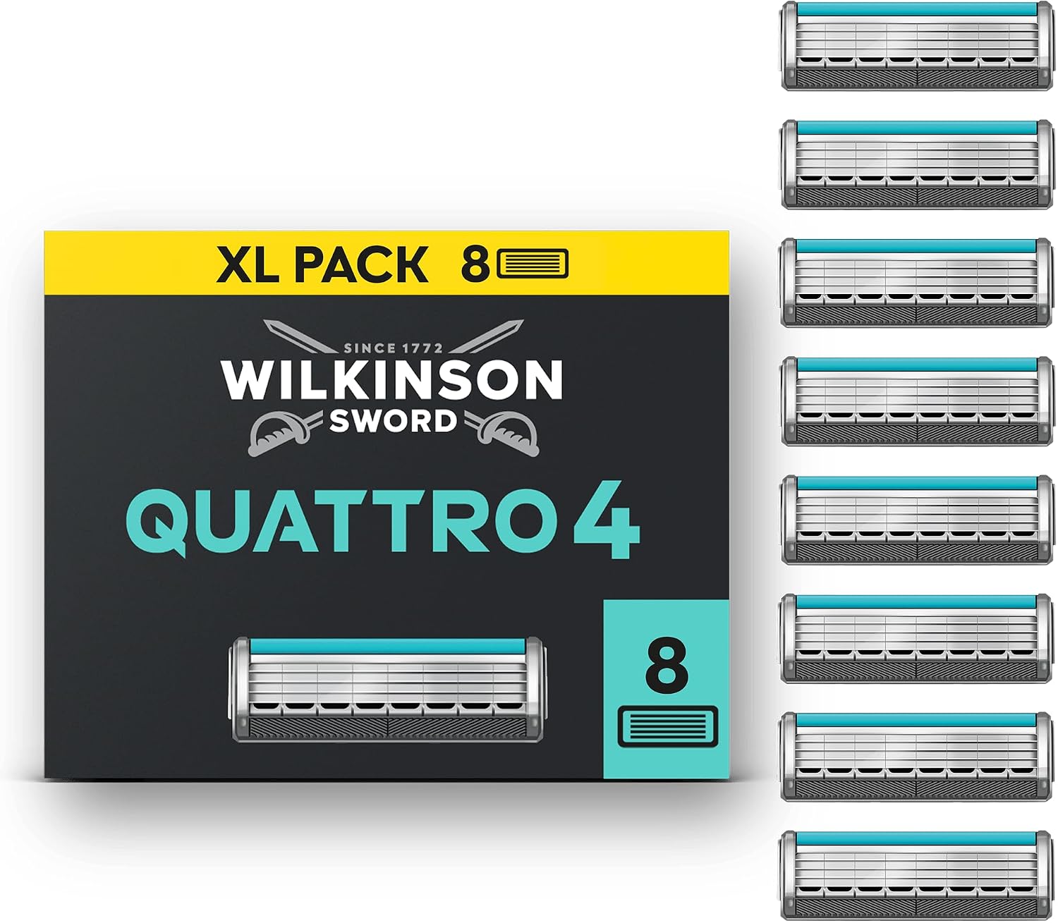 Wilkinson Sword Quattro, ricariche rasoio uomo, confezione da 8 | Rasoio da...