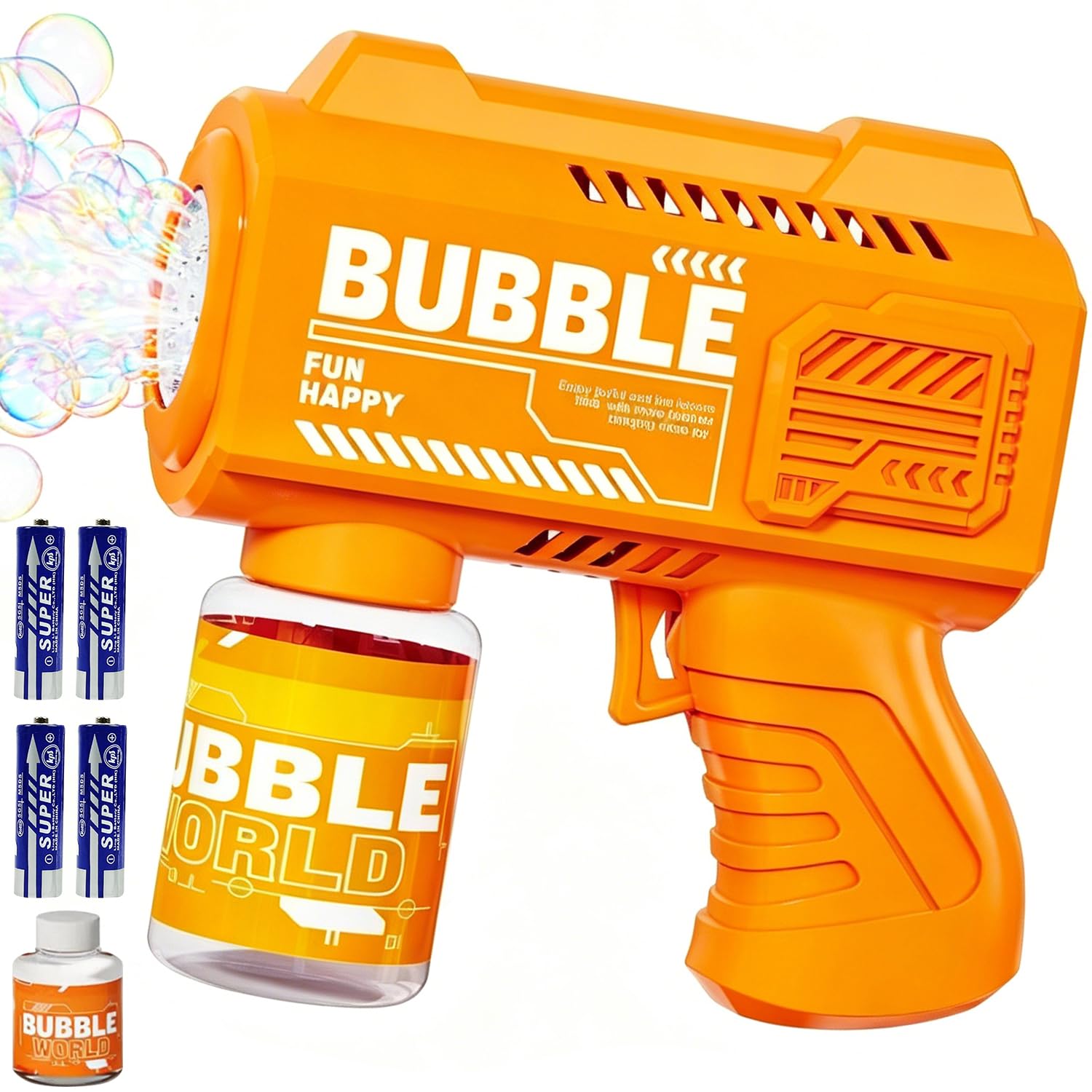 Kids Bubble Guns, Automatic Bubble Machine Gun for Kids Adults, with Bottles Solution, Party Outdoor Garden Game Toy - Orange