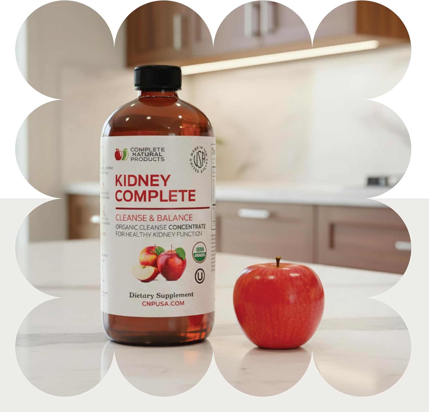 Complete Natural Products Kidney Complete - 16oz Liquid Dietary Supplement for Kidney Support, Cleanse, and Detox with Apple Cider Vinegar, Lemon, & Organic Chanca Piedra.