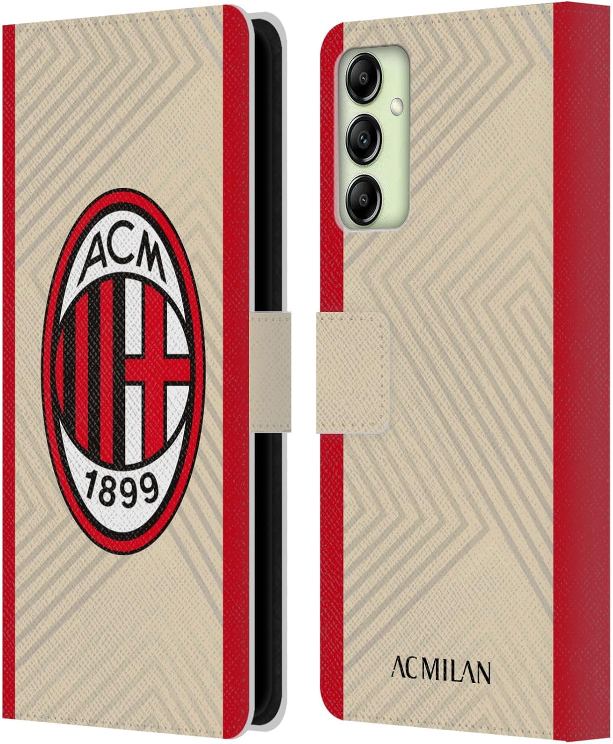 Head Case Designs Officially Licensed AC Milan Away 2021/22 Crest Kit Leather Wallet Case Compatible with Samsung Galaxy A14 5G