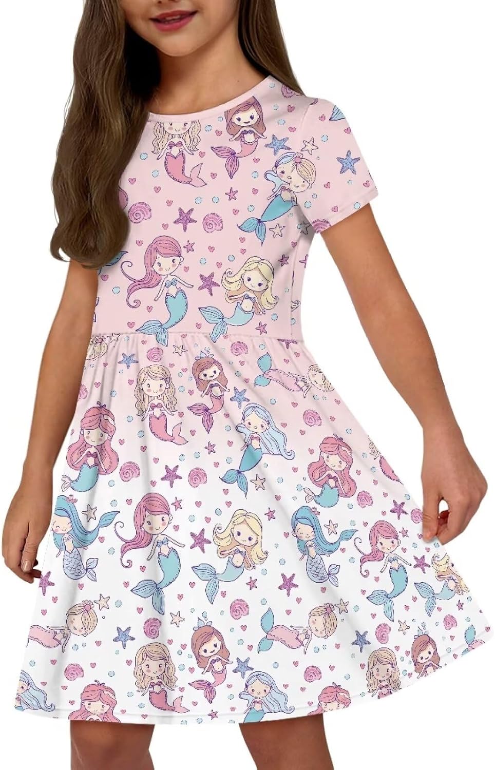 Cute Short Sleeve Summer Dresses for Girls 2-14