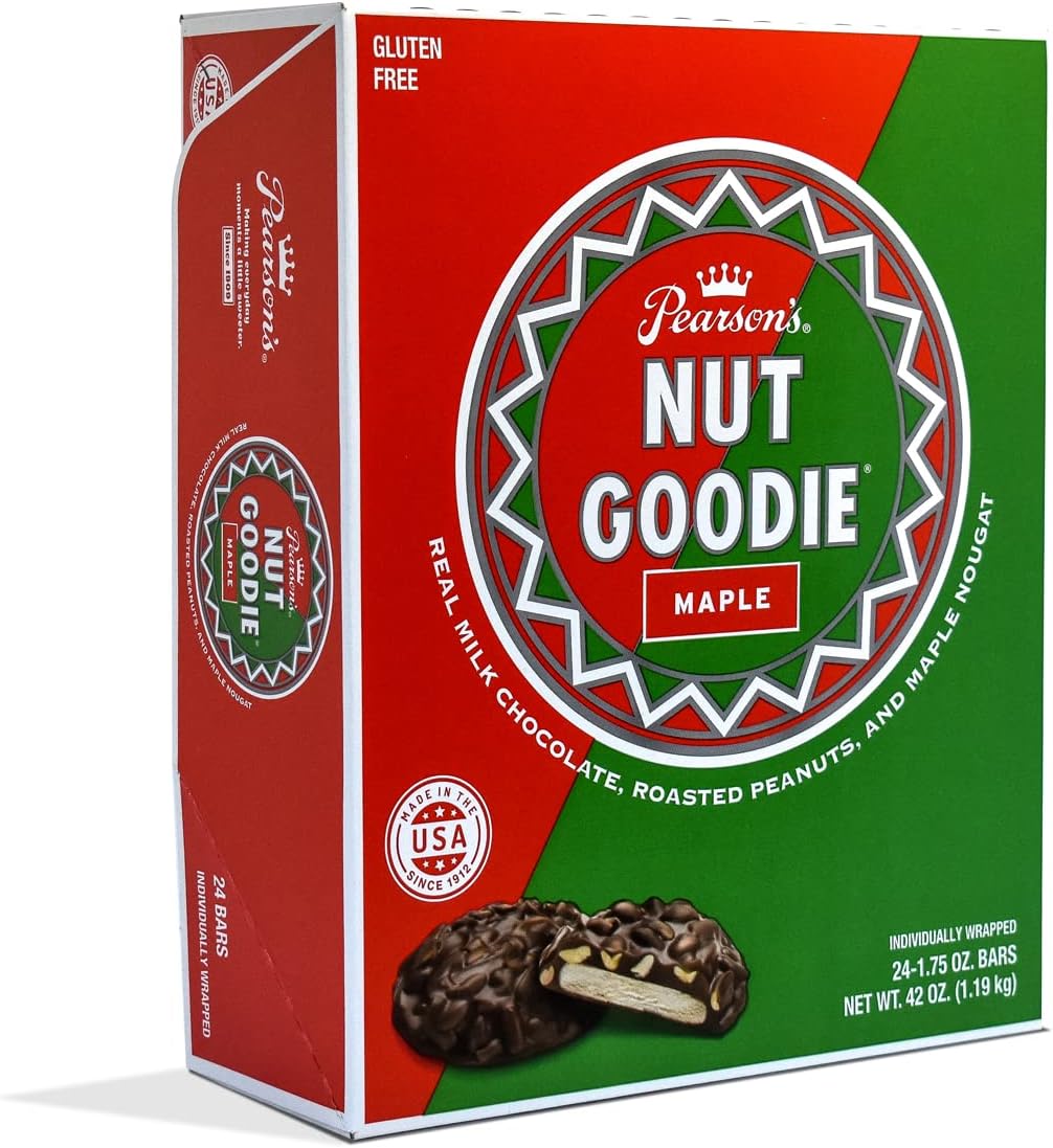 Nut Goodie Cluster Bar | Roasted Peanuts, Real Milk Chocolate, and Maple Nougat | Pack of 24 | Individually Wrapped