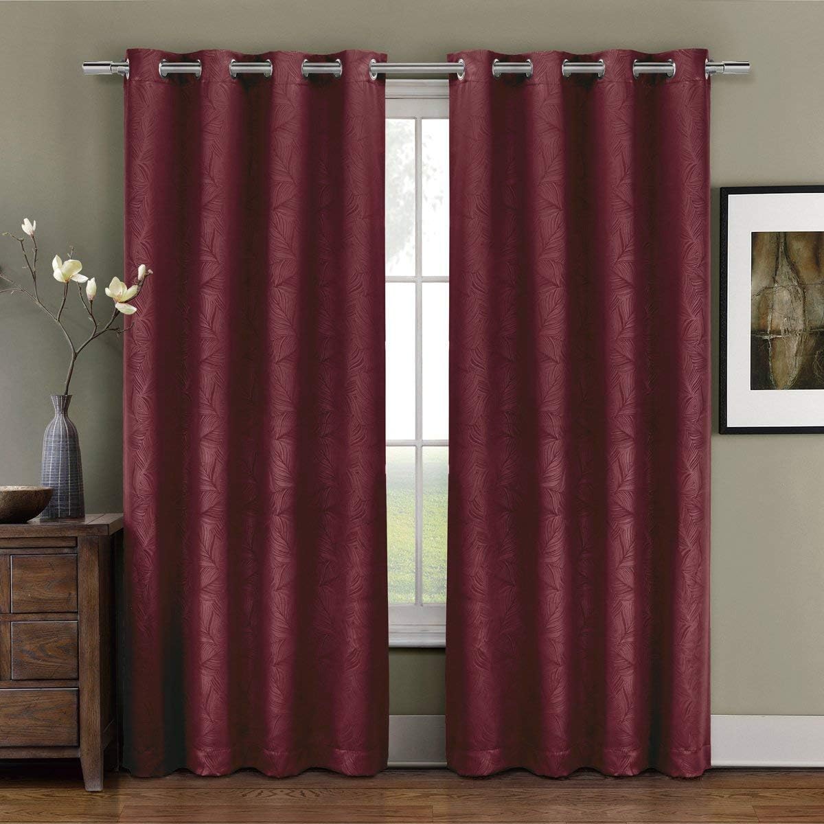 Royal Hotel Bedding Prairie Chocolate Grommet Blackout Weave Embossed Window Curtain Panels, 52x108 inches Single Panel