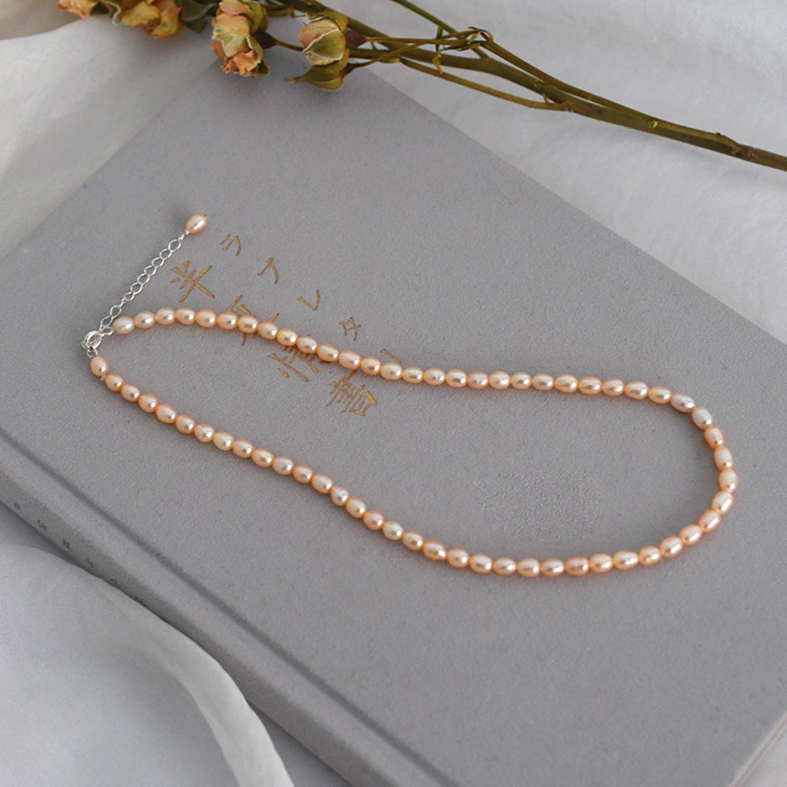 LOKILOKI Mini Collar De Perlas De Agua Dulce Natural De 3-4 Mm para Mujeres Boda Joyería De Plata De Ley 925