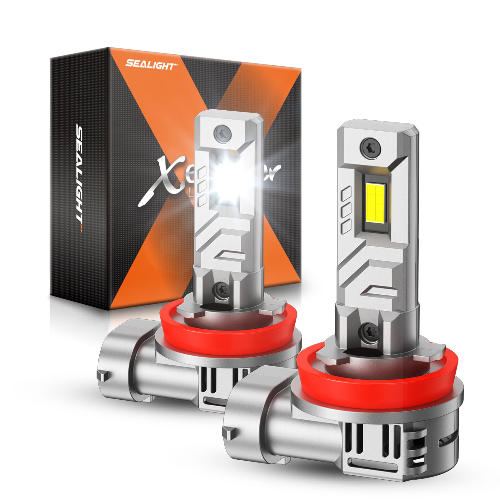 SEALIGHT X1S H11 H8 H9 LED Headlight Bulbs, 800% Super Bright LED Bulbs, 1:1 Mini Size Plug and Play, 6500K Cool White Halogen Replacement, Pack of 2