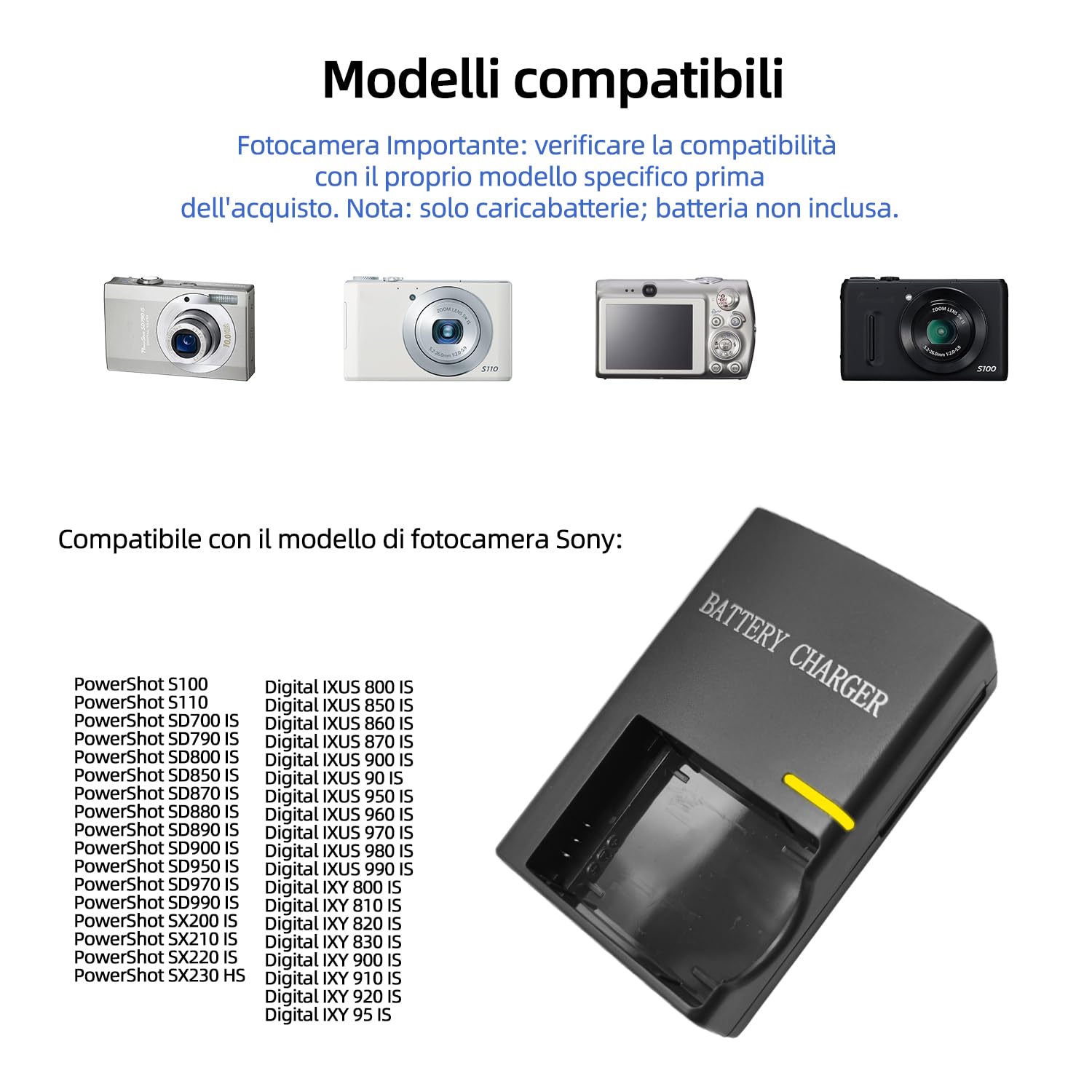 NB-5L CB-2LX - Caricabatteria per batteria Nb-5 l, compatibile con Canon PowerShot S100, S110, SD900 is, SD950 is, SD970 is, SD990 is,SX200 is,SX210 is,SX220 is,SX230 HS Camera