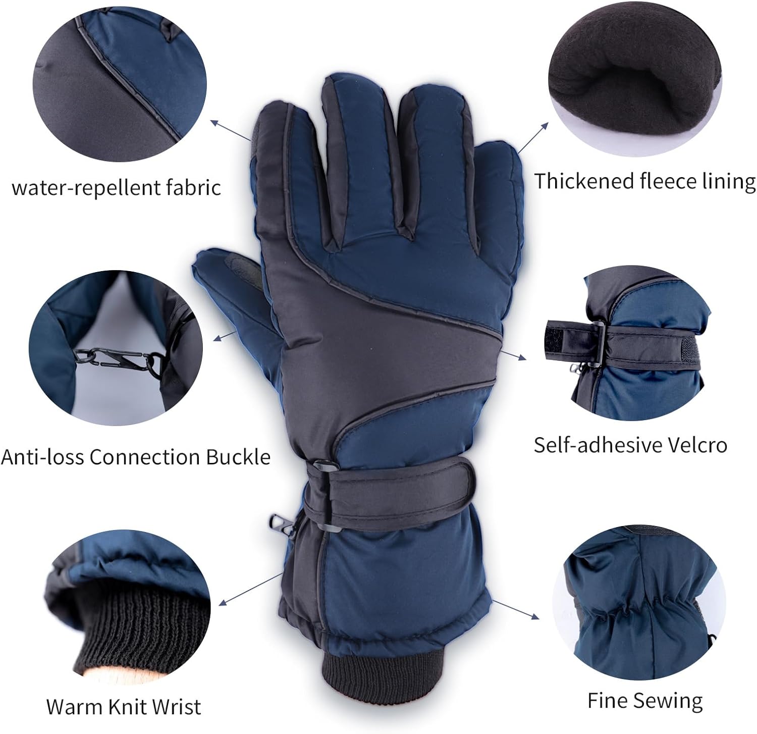 Men's Winter Snow-Ski-Gloves Water-Repellent Windproof Anti-Slip Touchscreen Cycling Gloves for Cold Weather - Image 3