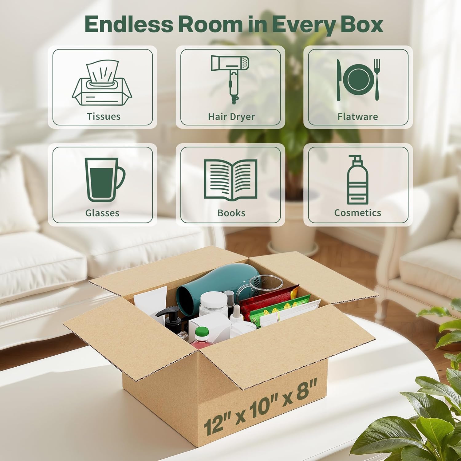Simple deluxe 12x10x8 Shipping Boxes, Small Cardboard Box Shipping Box Moving Boxes Packing Boxes for Moving, 5 Pack