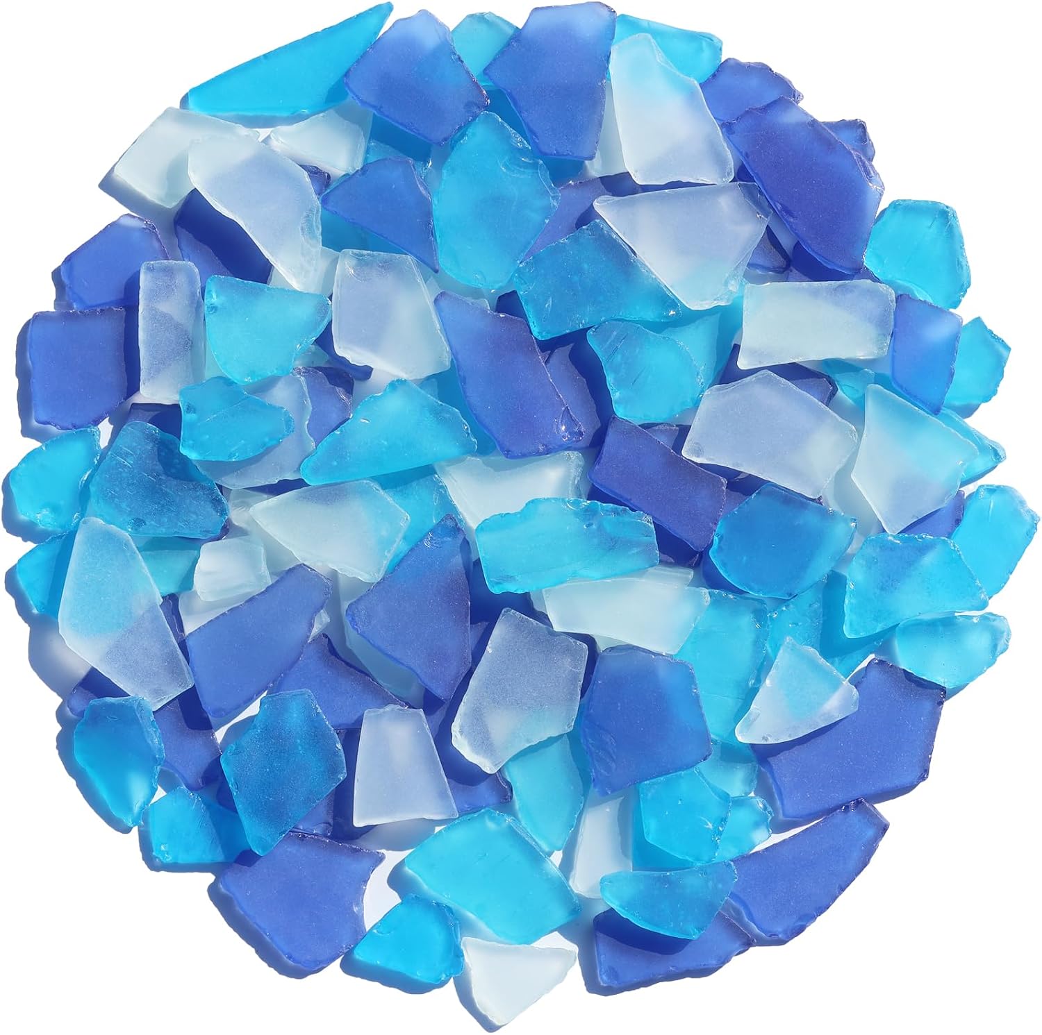 Sea Glass for Crafts - 34oz Frosted Seaglass Pieces - Vase Filler and Aquarium Ornament, DIY Craft Supplies for Art, Beach Weddings, and Home Decor (Blue, Aqua Green, White)