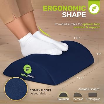 ErgoFoam Regular Foot Rest (Velvet, Blue) and Orthopedic Donut Pillow Bundle